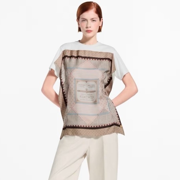 루이비통 여성 트렁크 스카프 앞면 티셔츠 - Louis vuitton Womens Trunk Scarf Front Tshirt - lvc14098x