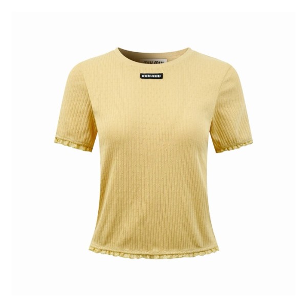 미우미우 여성 라운드 티셔츠 - Miumiu Womens Round Tshirt - mic14541x