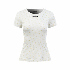 미우미우 여성 라운드 티셔츠 - Miumiu Womens Round Tshirt - mic15016x