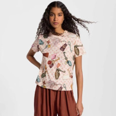 루이비통 여성 반팔 티셔츠 - Louis vuitton Womens Round Tshirt - lvc15077x