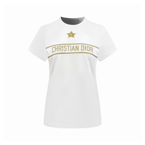 디올 여성 스타 라운드 티셔츠 - Dior Womens Star Round Tshirt - dic15195x