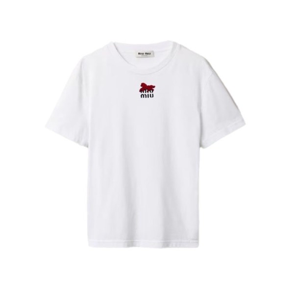 미우미우 여성 라운드 티셔츠 - Miumiu Womens Round Tshirt - mic16168x