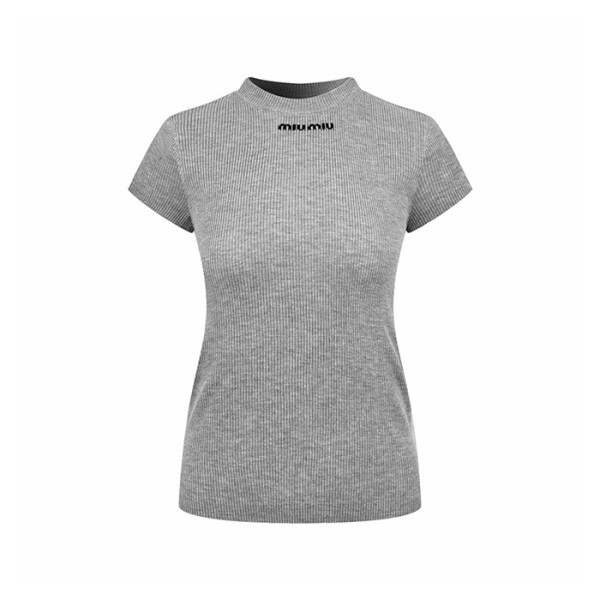 미우미우 여성 라운드 티셔츠 - Miumiu Womens Round Tshirt - mic16284x