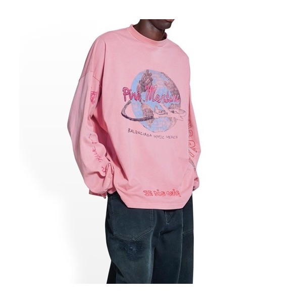 발렌시아가 남/녀 핑크 맨투맨 - Balenciaga Unisex Pink Tshirts - ba18x