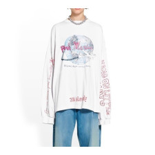 발렌시아가 남/녀 화이트 맨투맨 - Balenciaga Unisex White Tshirts - ba19x