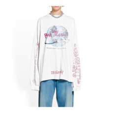 발렌시아가 남/녀 화이트 맨투맨 - Balenciaga Unisex White Tshirts - ba19x
