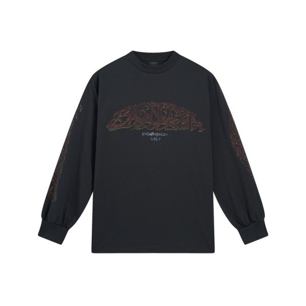 발렌시아가 남/녀 블랙 맨투맨 - Balenciaga Unisex Black Tshirts - ba558x