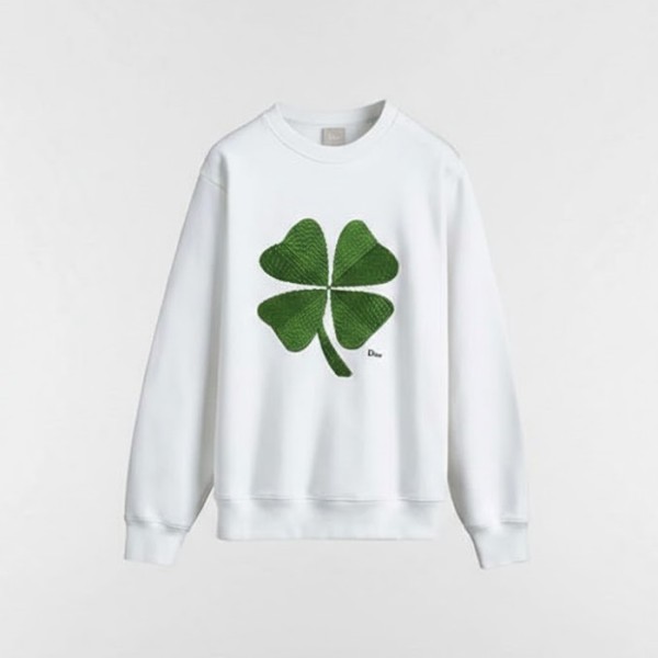 디올 남성 클로버 자수 스웨트 티셔츠 - Dior Mens Clover Embroidered Sweatshirt - dic13238x