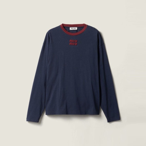 미우미우 여성 라운드 긴팔티 - Miumiu Womens Round Tshirt - mic13096x
