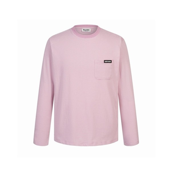 미우미우 여성 라운드 긴팔티 - Miumiu Womens Round Tshirt - mic15780x