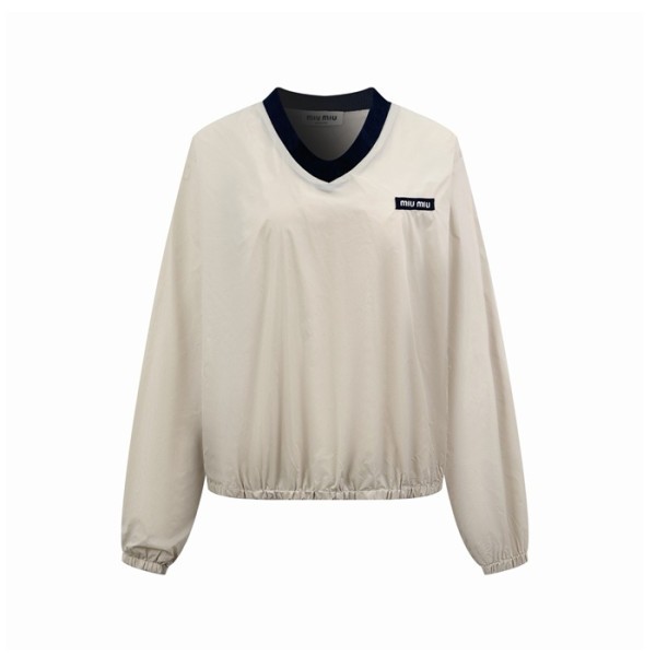 미우미우 여성 브이넥 긴팔티 - Miumiu Womens V-neck Tshirt - mic16063x