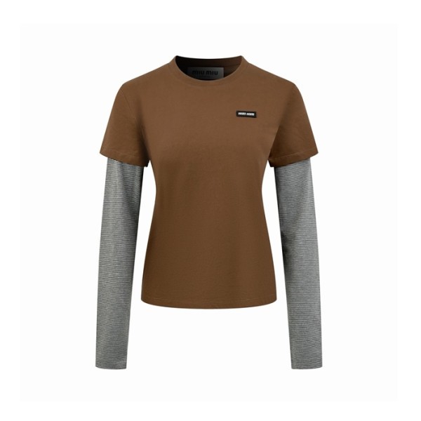 미우미우 여성 라운드 긴팔티 - Miumiu Womens Round Tshirt - mic16285x