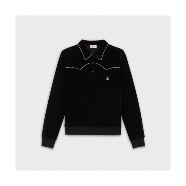 Celine Womens Velvet Polo Tshirts - 셀린느 여성 벨벳 폴로 긴팔티 Cel87x