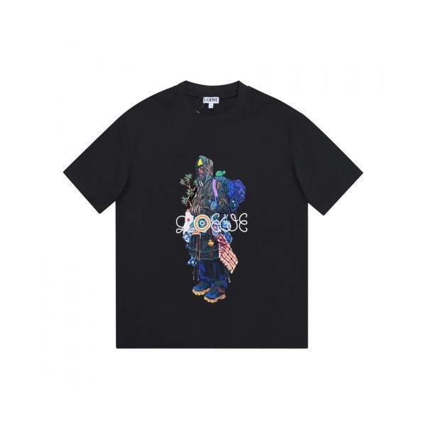 Loewe  Unisex Smile Short Sleeved Tshirts Black - 로에베 2021 남/녀 폴로 반팔티 Loe0538x Size(xs - l) 블랙