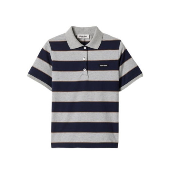 미우미우 남성 폴로 반팔 티셔츠 - Miumiu Mens Striped Polo Shirt - mic14342x