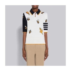 톰브라운 여성 화이트 폴로 반팔티 - Thom Browne Womens White Tshirts - th67x
