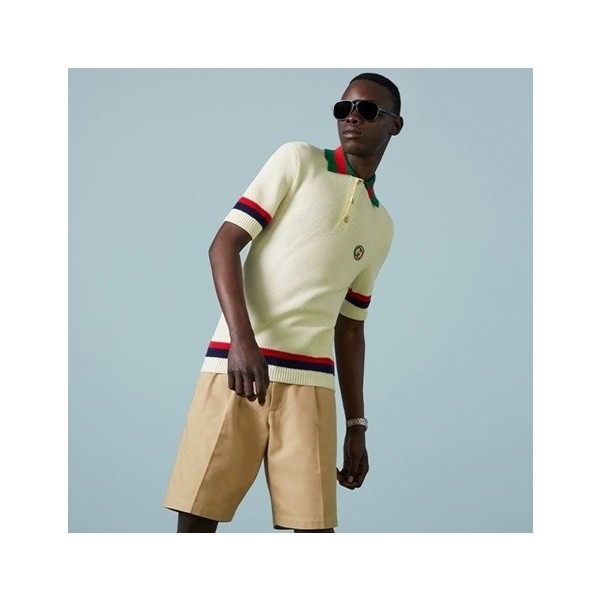 구찌 남/녀 아이보리 폴로 반팔티 - Gucci Unisex Ivory Short sleeved Tshirts - gu878x