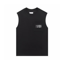 메종마르지엘라 남/녀 크루넥 블랙 나시 - Maison Margiela Unisex Black Sleeveless Tshirts - mai163x