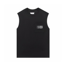 메종마르지엘라 남/녀 크루넥 블랙 나시 - Maison Margiela Unisex Black Sleeveless Tshirts - mai163x