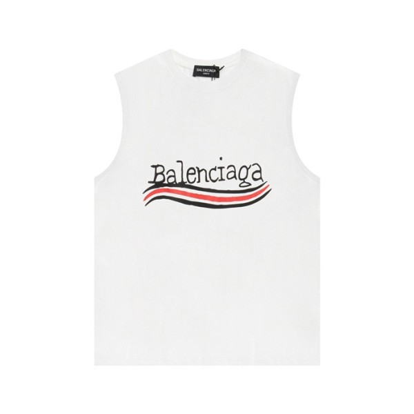 발렌시아가 남성 화이트 크루넥 나시 - Balenciaga Mens White Sleeveless Shirts - ba346x