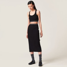 미우미우 여성 블랙 나시 - Miumiu Womens Sleeveless Tshirt - muc987x