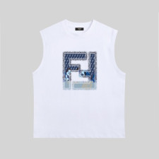 펜디 남성 화이트 크루넥 나시 - Fendi Mens White Sleeveless Tshirts - fe136x