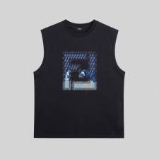 펜디 남성 블랙 크루넥 나시 - Fendi Mens Black Sleeveless Tshirts - fe137x