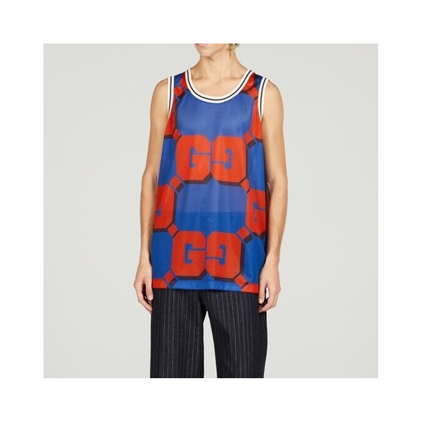 구찌 남성 블루 나시 - Gucci Mens Blue Sleeveless Tshirts - gu752x