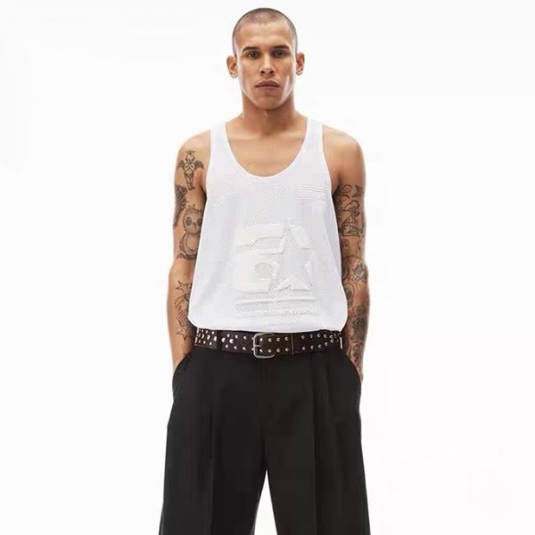 알렉산더왕 남성 화이트 나시 - Alexanderwang Mens White Sleeve less Tshirts - alx254x