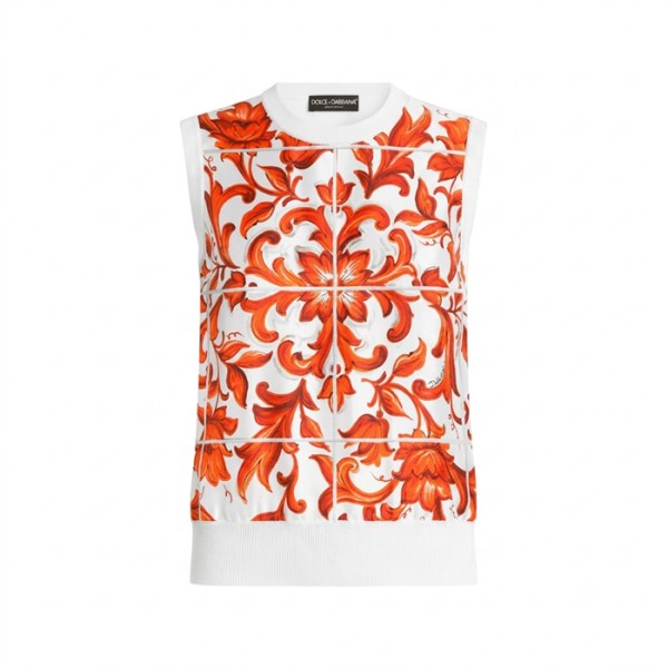 돌체앤가바나 여성 마졸리카 탱크 탑 - Dolce&Gabbana Womens Majolica Print Tank Top - doc15880x
