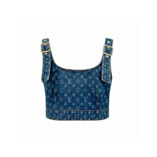 루이비통 여성 모노그램 데님 버클 스트랩 크롭 탑 - Louis vuitton Womens Monogram Buckle Strap Crop Top - lvc16240x