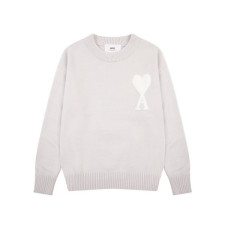 아미 남/녀 그레이 크루넥 니트 - Ami Unisex Gray Knits - amc106x