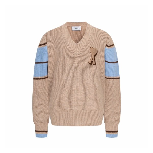 아미 남/녀 브이넥 니트웨어 - Ami Unisex V-neck Knitwear - amc9749x
