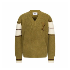 아미 남/녀 브이넥 니트웨어 - Ami Unisex V-neck Knitwear - amc9750x