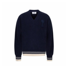 아미 남/녀 브이넥 니트웨어 - Ami Unisex V-neck Knitwear - amc9752x