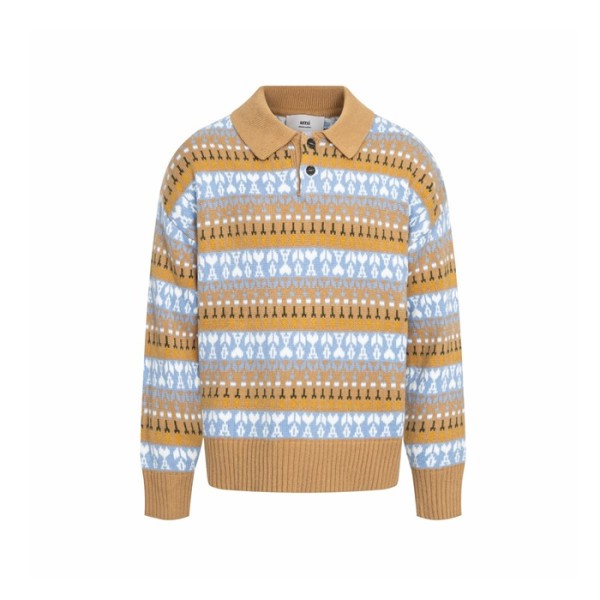 아미 남/녀 폴로 니트 - Ami Unisex Polo Knitwear - amc12745x