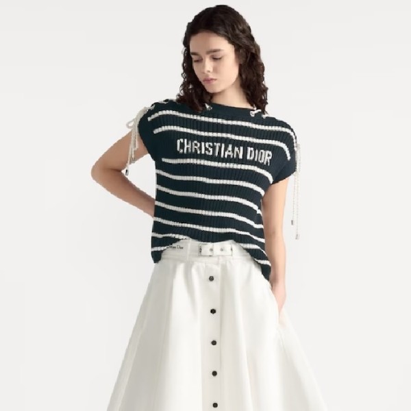 디올 여성 디올리비에라 레이스업 캡 슬리브 스웨터 - Dior Womens Dioriviera Lace-up Cap Sleeve Sweater - dic7273x