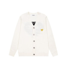 꼼데 남/녀 화이트 브이넥 가디건 - Cdgplay Unisex White Cardigan - cd02x