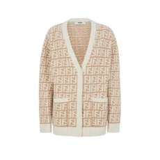 펜디 남/녀 브이넥 베이지 가디건 - Fendi Unisex Beige Cardigan - fen01297x