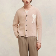 아미 남/녀 핑크 브이넥 가디건 - Ami Unisex Pink Cardigan - amc112x