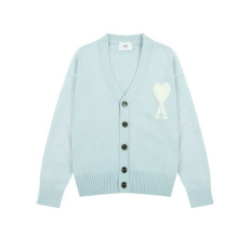 아미 남/녀 블루 브이넥 가디건 - Ami Unisex Blue Cardigan - amc115x