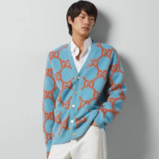 구찌 남성 블루 브이넥 가디건 - Gucci Mens Blue Cardigan - guc95x