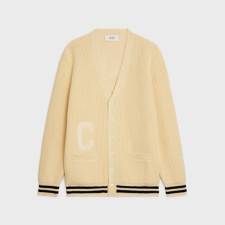 셀린느 남/녀 아이보리 브이넥 가디건 - Celine Unisex Ivory Cardigan - cec173x