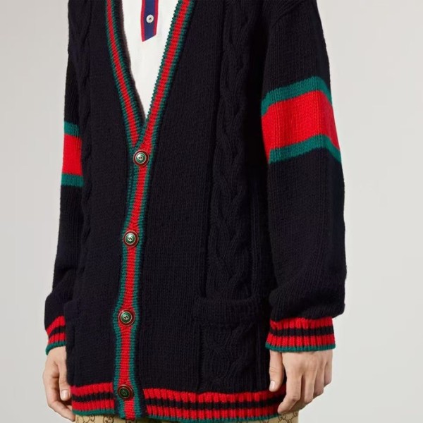 구찌 남성 네이비 브이넥 가디건 - Gucci Mens Navy Cardigan - guc196x