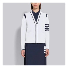 톰브라운 여성 브이넥 화이트 가디건 - Thom Browne Womens White Cardigan - th53x