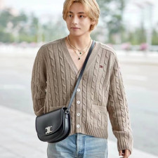 셀린느 남/녀 카키 브이넥 가디건 - Celine Unisex Khaki Cardigan - ce218x