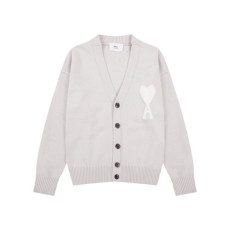 아미 남/녀 그레이 브이넥 가디건 - Ami Unisex Gray Cardigan - amc113x