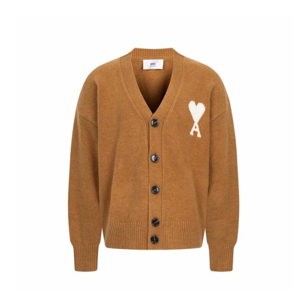 아미 남/녀 브이넥 가디건 - Ami Unisex V-neck Cardigan - amc9675x