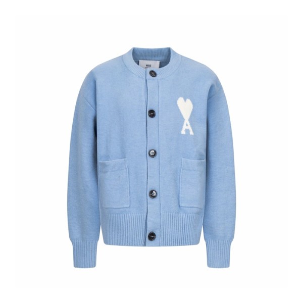 아미 남/녀 브이넥 가디건 - Ami Unisex V-neck Cardigan - amc9681x