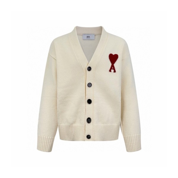 아미 남/녀 브이넥 가디건 - Ami Unisex V-neck Cardigan - amc9693x